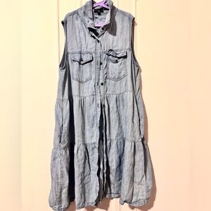 Striped Sleeveless Button-Down Dress